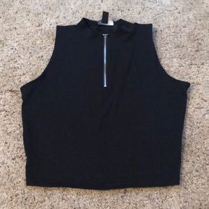 Black holter top with silver zipper